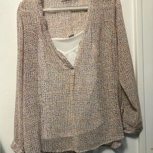 Liz Claiborne Multicolor Blouse with White Accent